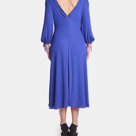 CARLA MONTANARINI VESTITO MIDI MANICA LUNGA BLUE ELETTRICO