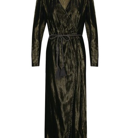 TWINSET ABITO LUNGO IN VELLUTO NERO ORO