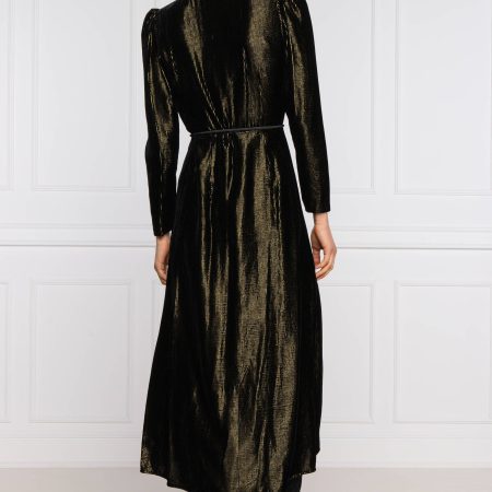 TWINSET ABITO LUNGO IN VELLUTO NERO ORO