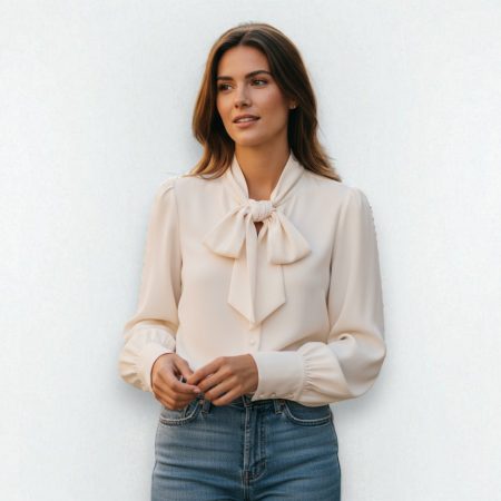 KARLEK CAMICIA PANNA CON FULAR