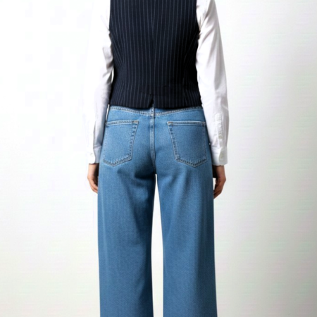 EIKI GILET 3 BOTTONI GESSATO BLUE