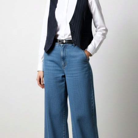 EIKI GILET 3 BOTTONI GESSATO BLUE
