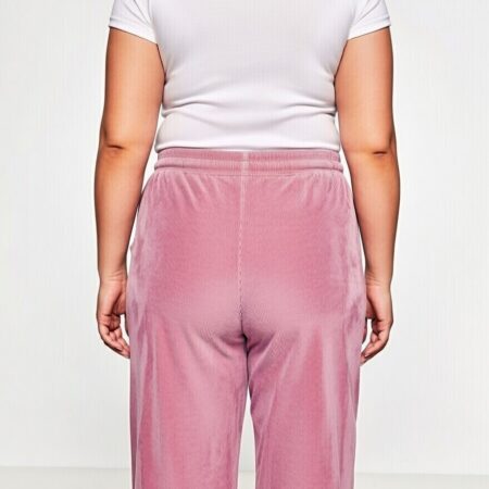 DEJAVU PANTALONE VELLUTO A COSTINA ROSA